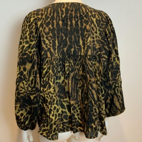 DENIM & SUPPLY RL Animal Print Boho Peasant Top - Picture 2 of 13